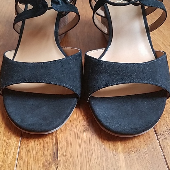 Mollie Women Open Toe Canvas Black Wedge Sandal  - Picture 8 of 8